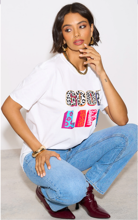 Neon Jungle Good Life Tshirt In White