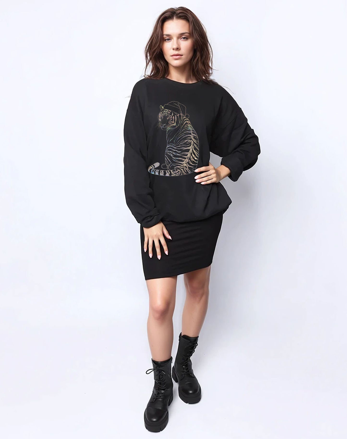 Tiger Christmas Black Jumper