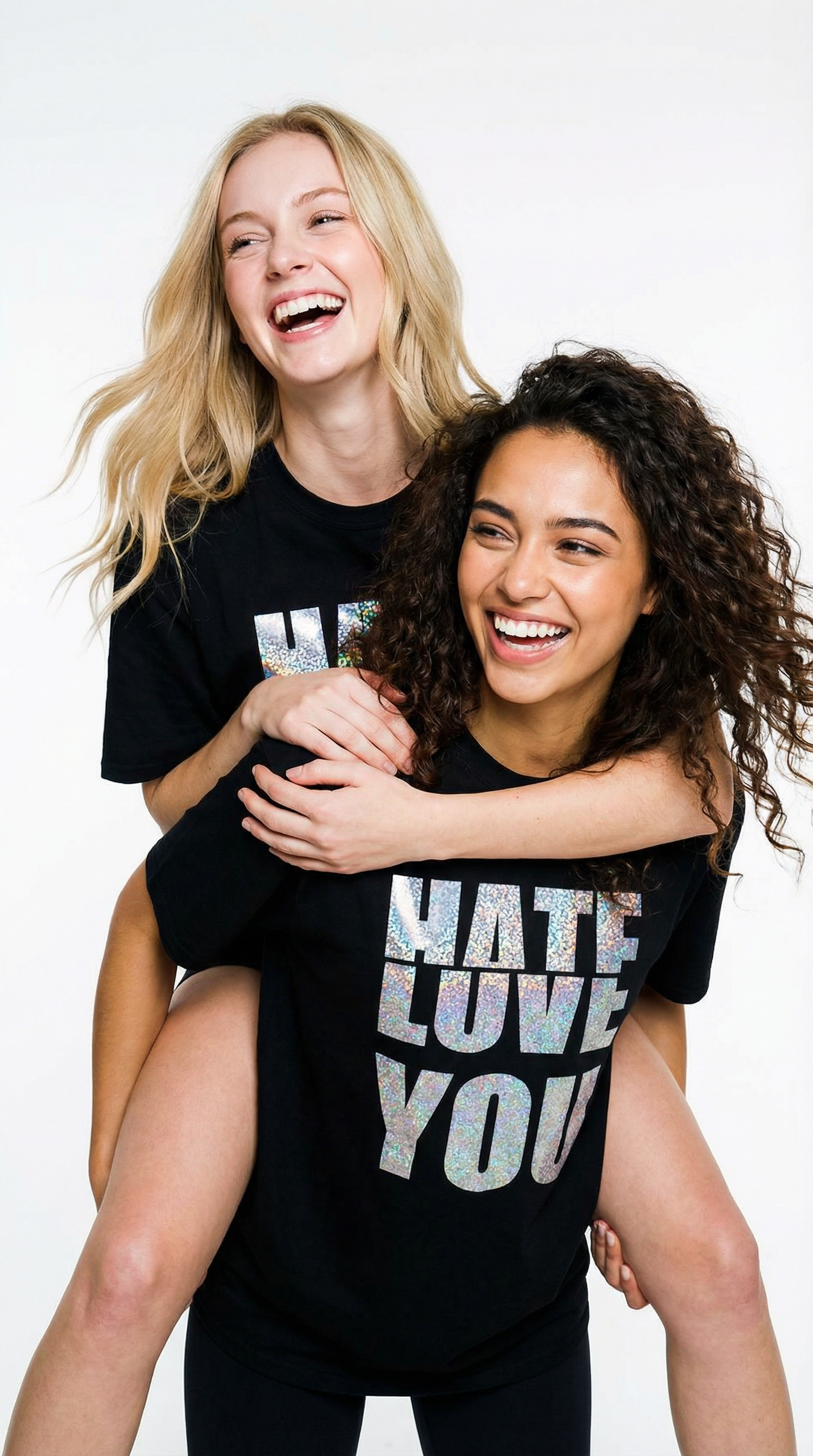 Gold Half-Hearted Love Hate Tshirt In Black