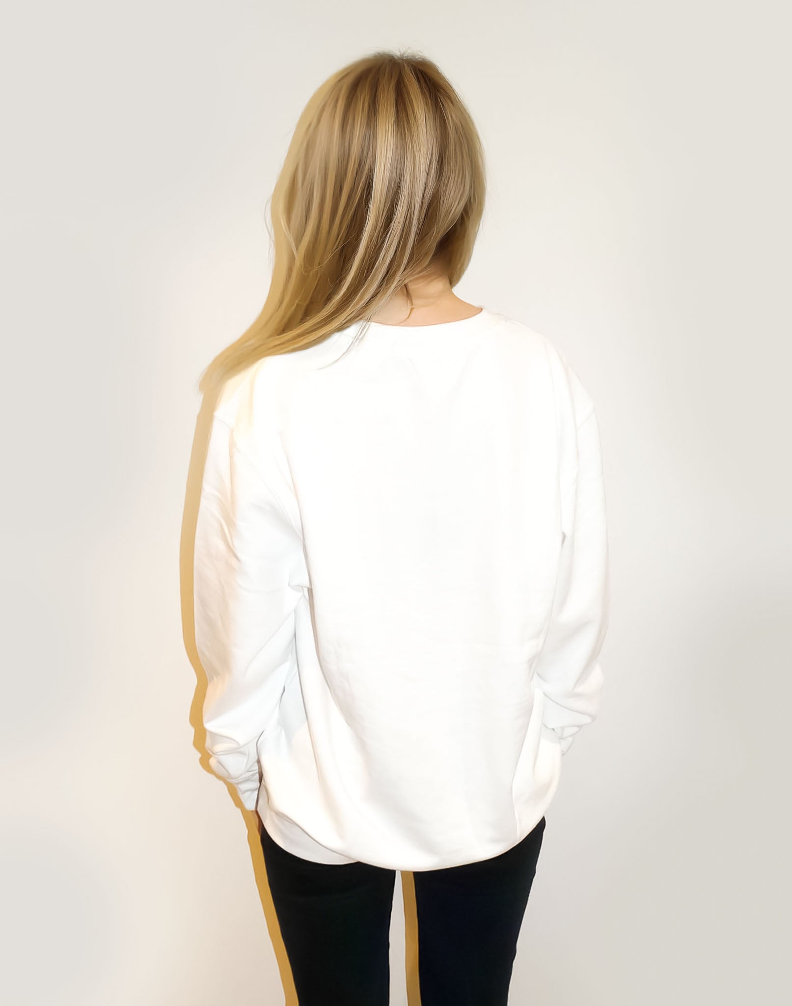 Soft white sweatshirt with romantic Wildly in Love leopard print graphic