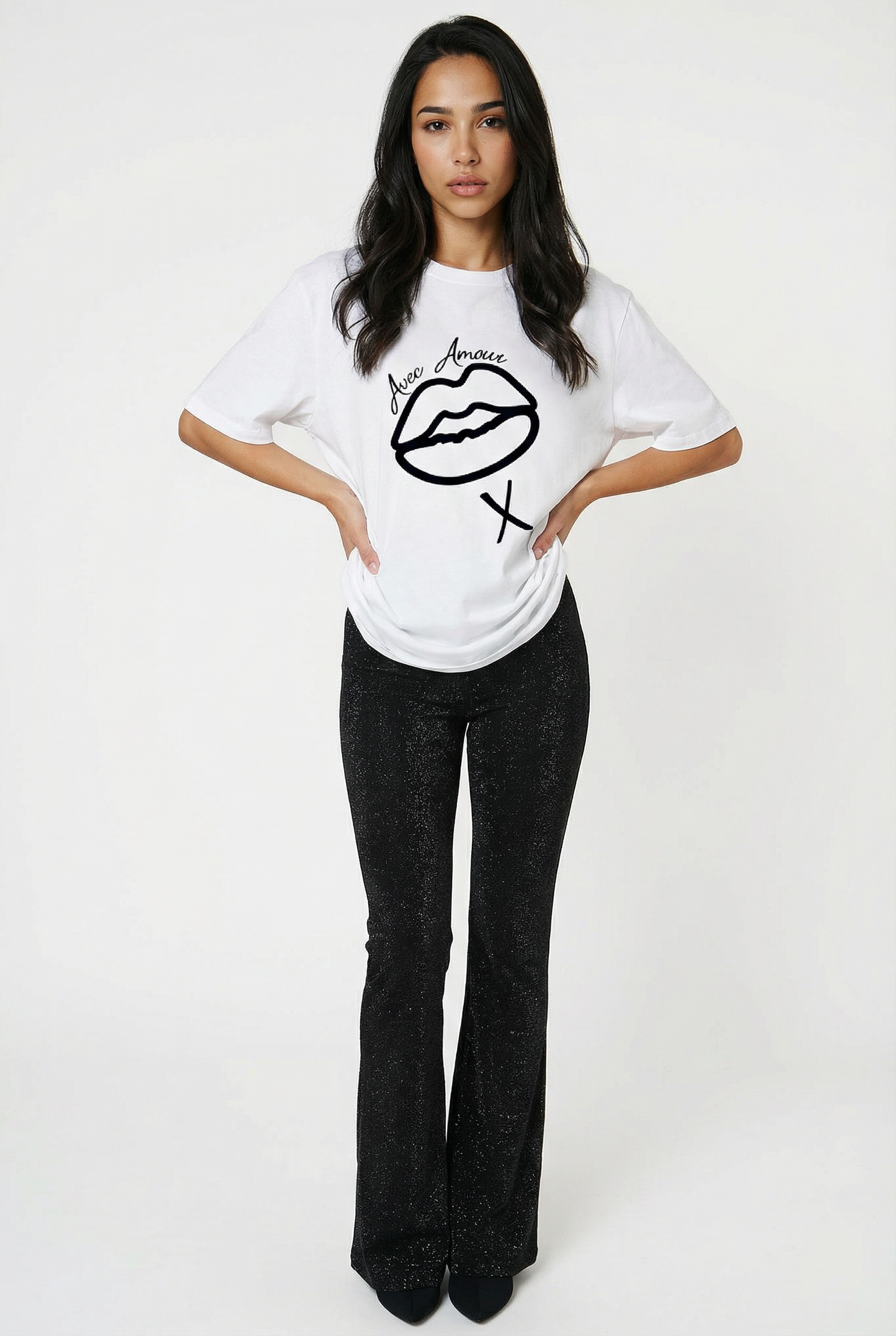 With Love Lip Print Oversize Tshirt Dress In White