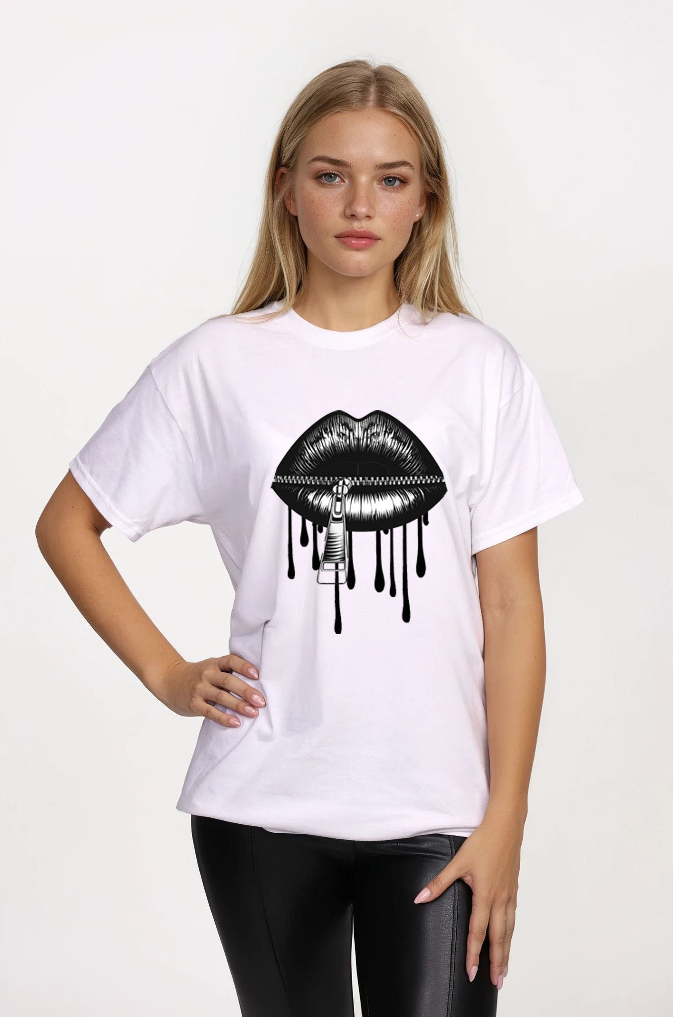 Locked Lips Drip T-Shirt in White