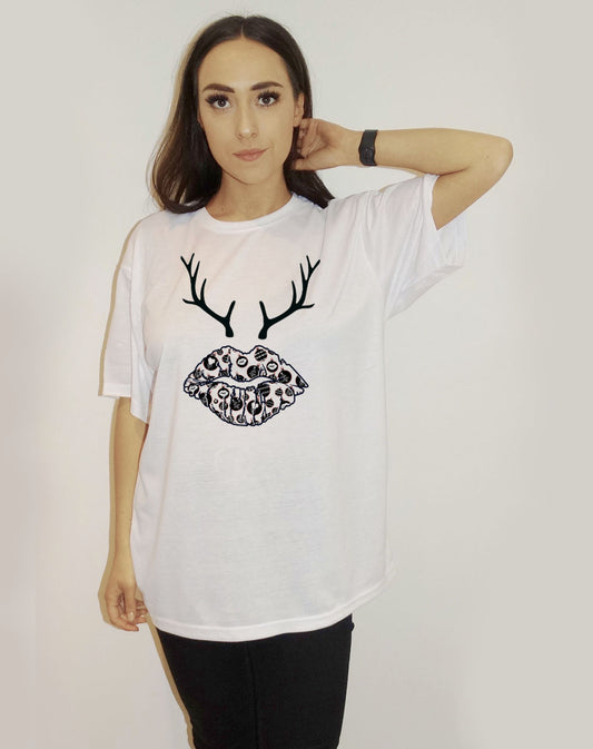 Baubles and Blitzen Kiss White Christmas Tshirt