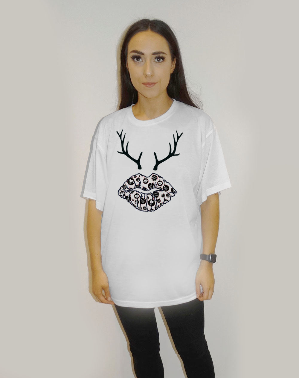 Baubles and Blitzen Kiss White Christmas Tshirt