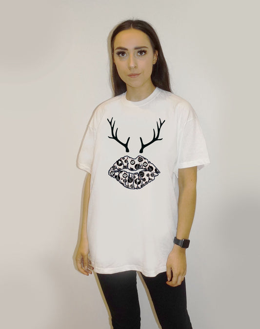 Baubles and Blitzen Kiss White Christmas Tshirt