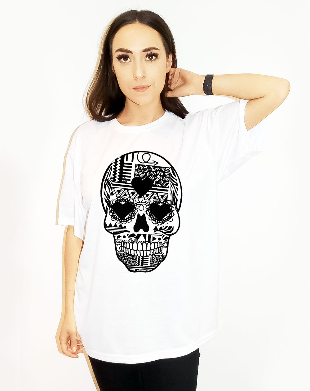 Sugar Skull Halloween Print Tshirt