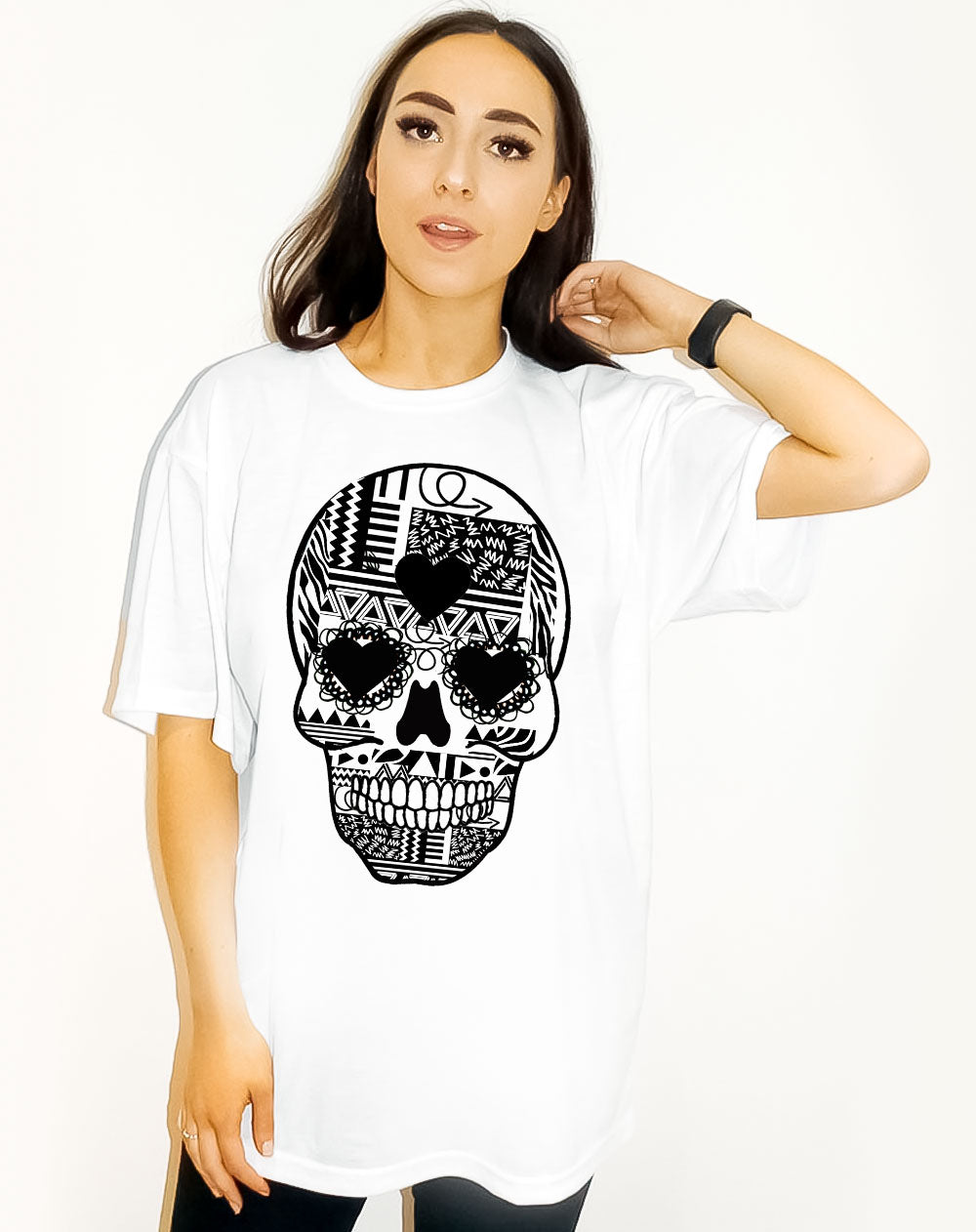 Sugar Skull Halloween Print Tshirt