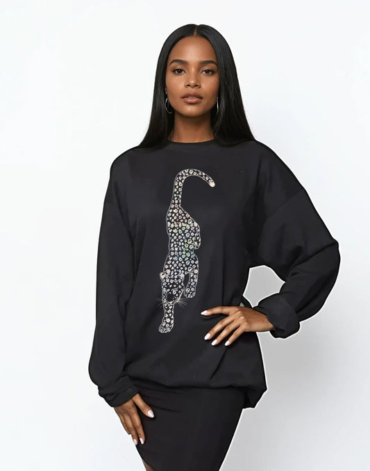 Golden Cheetah Prowler Sweatshirt in Black