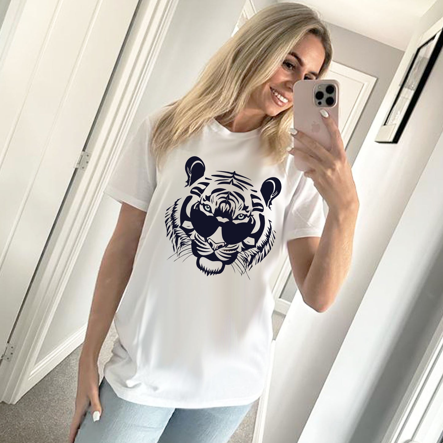 Roaring With Vision White Tshirt With Tiger Print