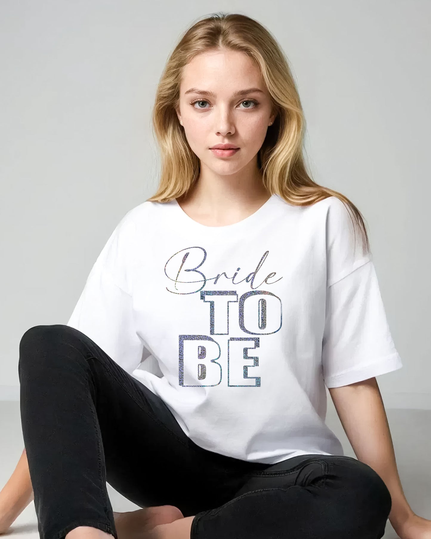 Bride  To Be Silver Text Tshirt In White