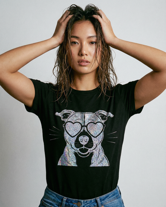 Puppy Love Staffie Tee in Black