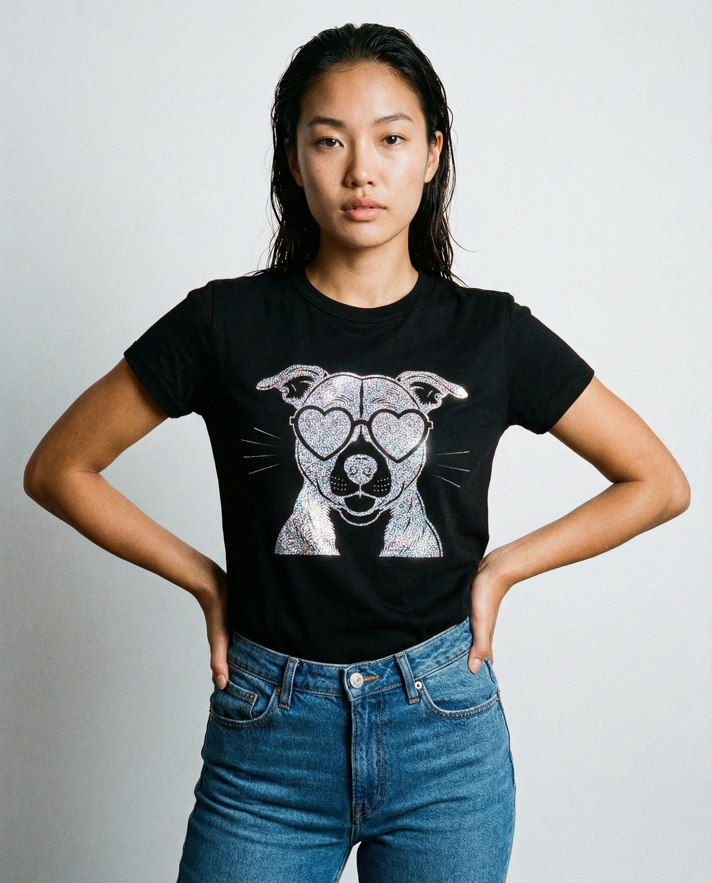 Puppy Love Staffie Tee in Black