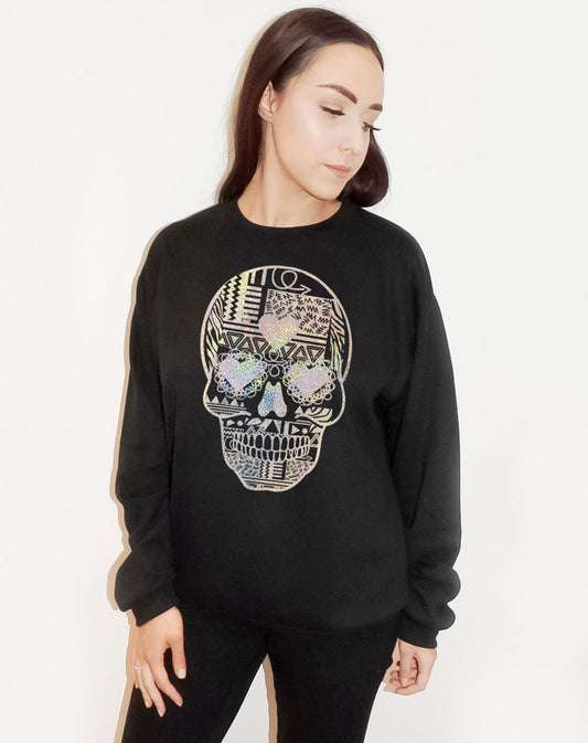 Sugar Skull Halloween Print Sweatshirt