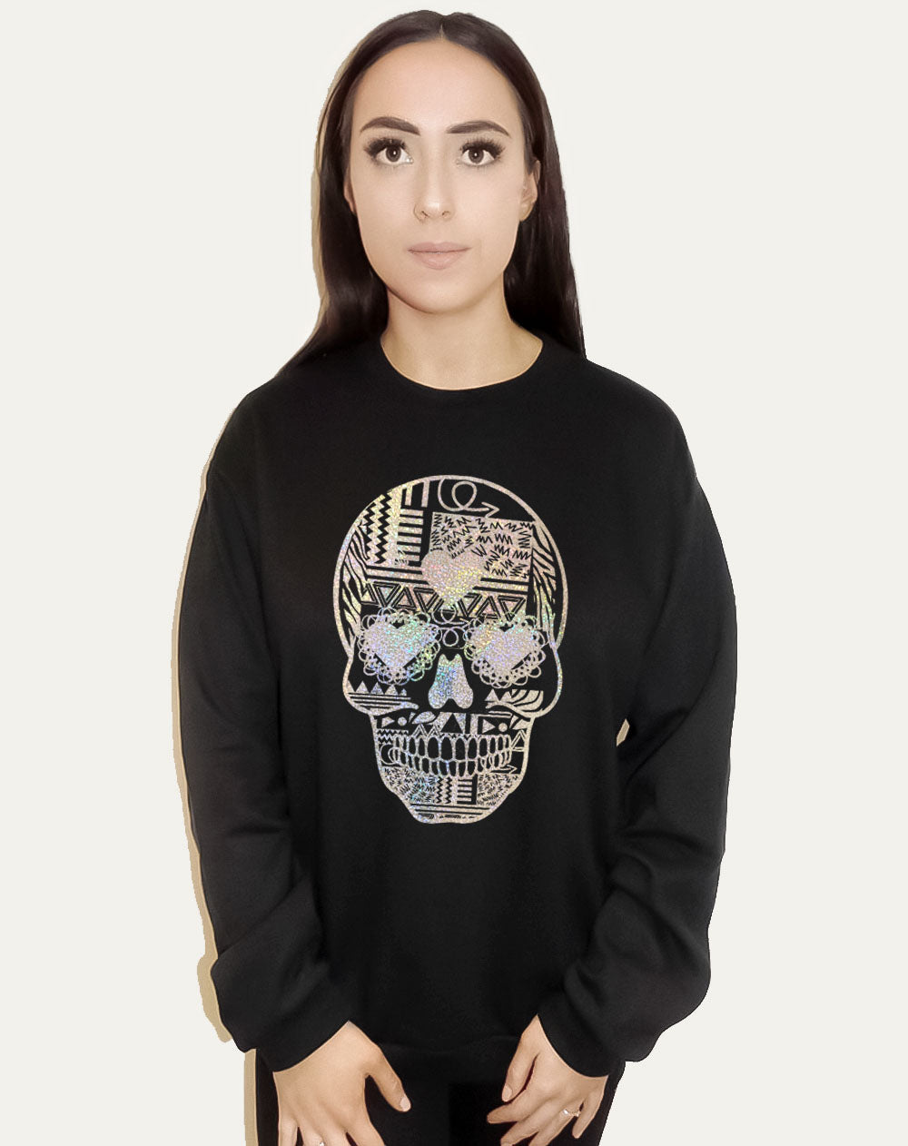 Sugar Skull Halloween Print Sweatshirt