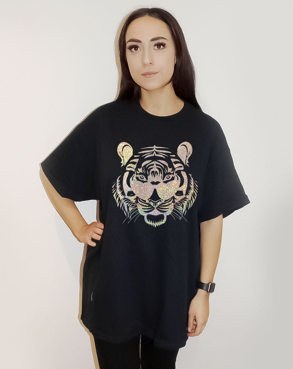 Roaring With Vision White Tshirt With Tiger Print