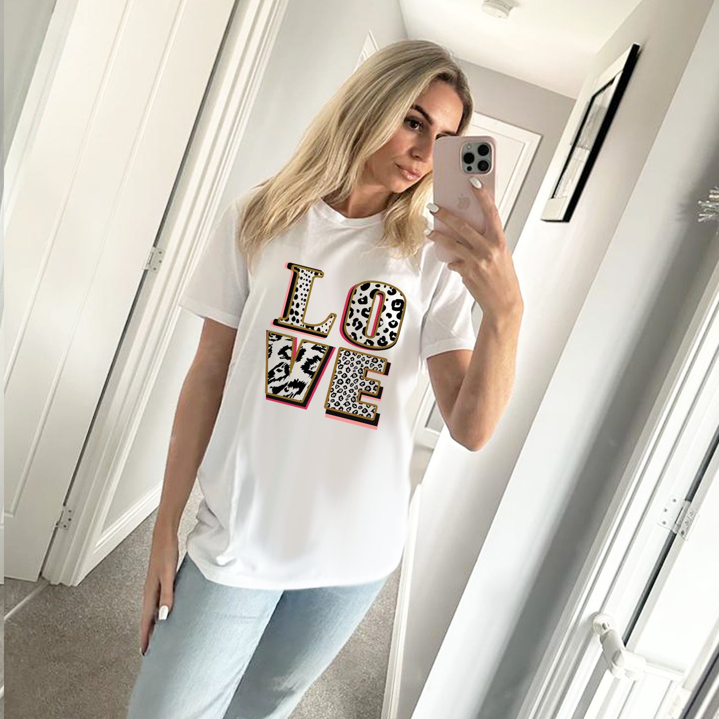 Love in Monochrome Leopard Graphic Tshirt In White