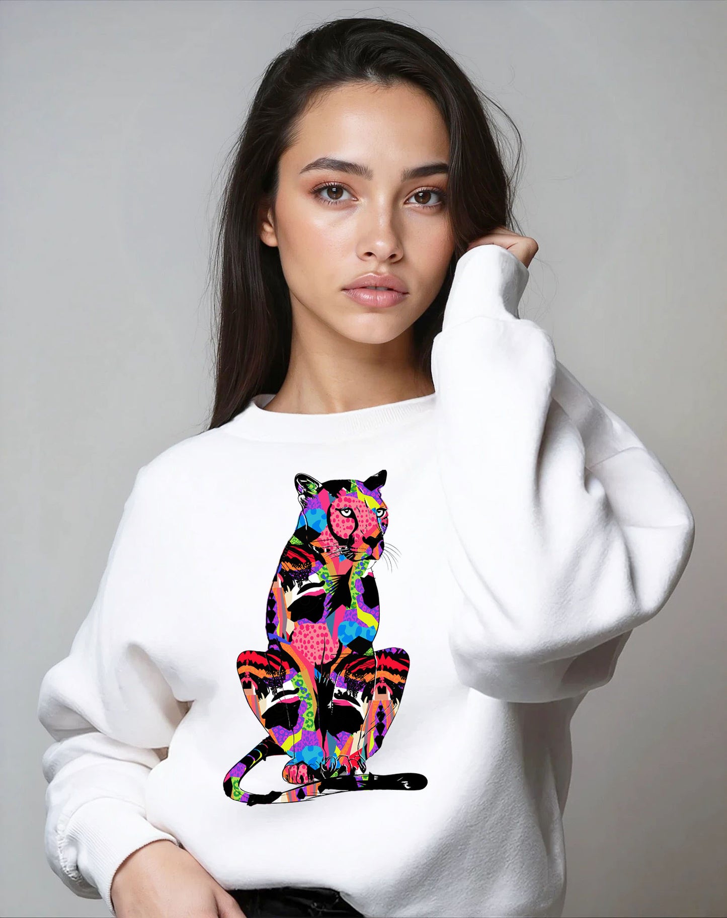 Wild Artistry Cheetah Sweatshirt in White