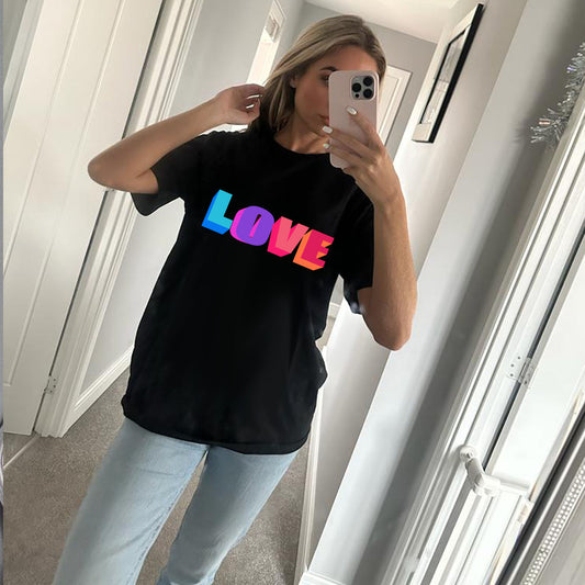 Neon Love in 3D Tshirt in Black