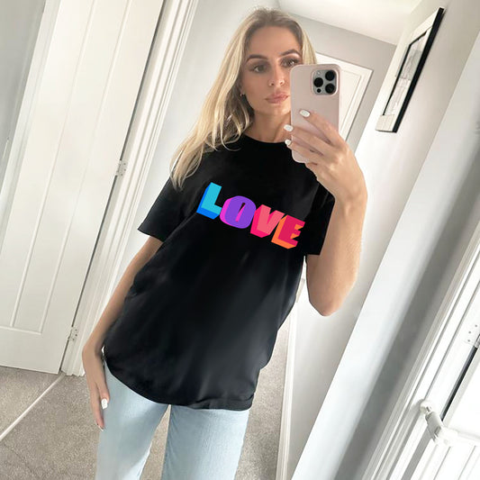 Neon Love in 3D Tshirt in Black