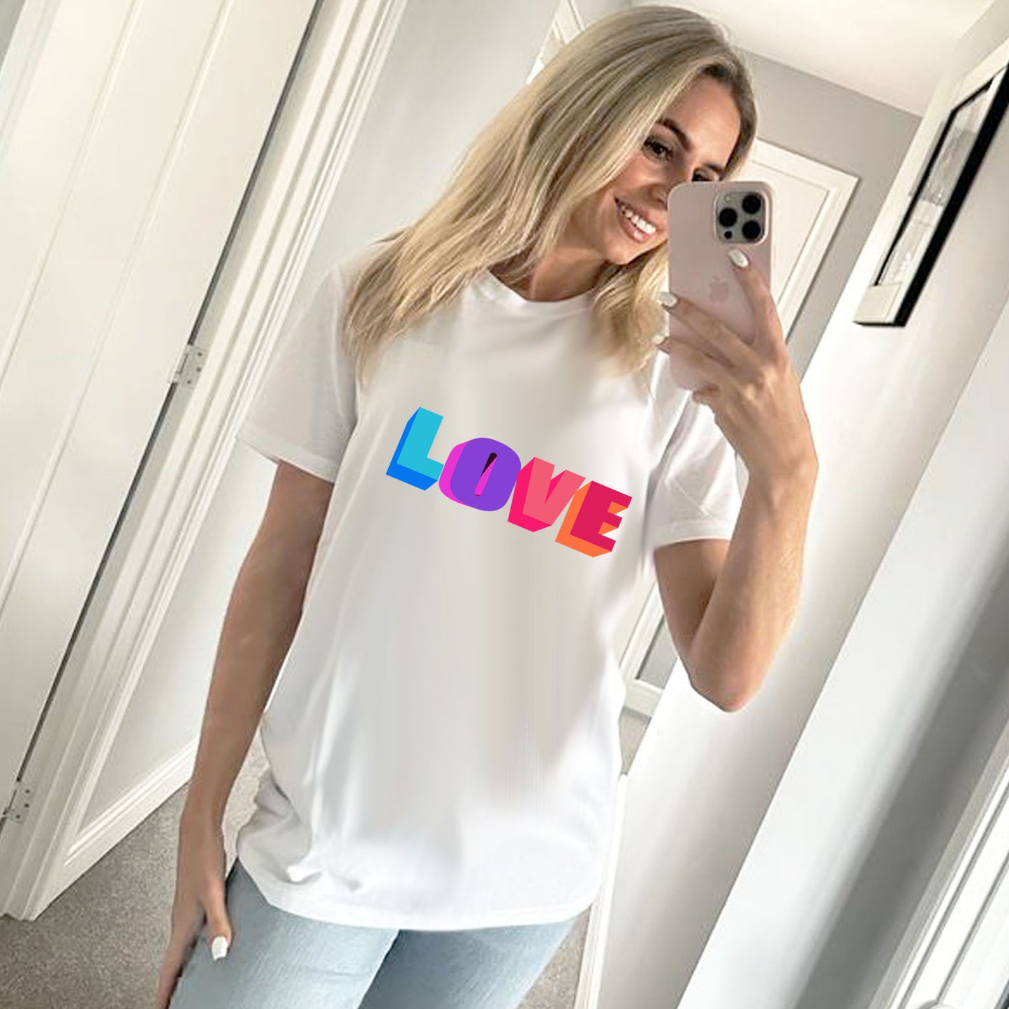 Neon Love in 3D Tshirt in White