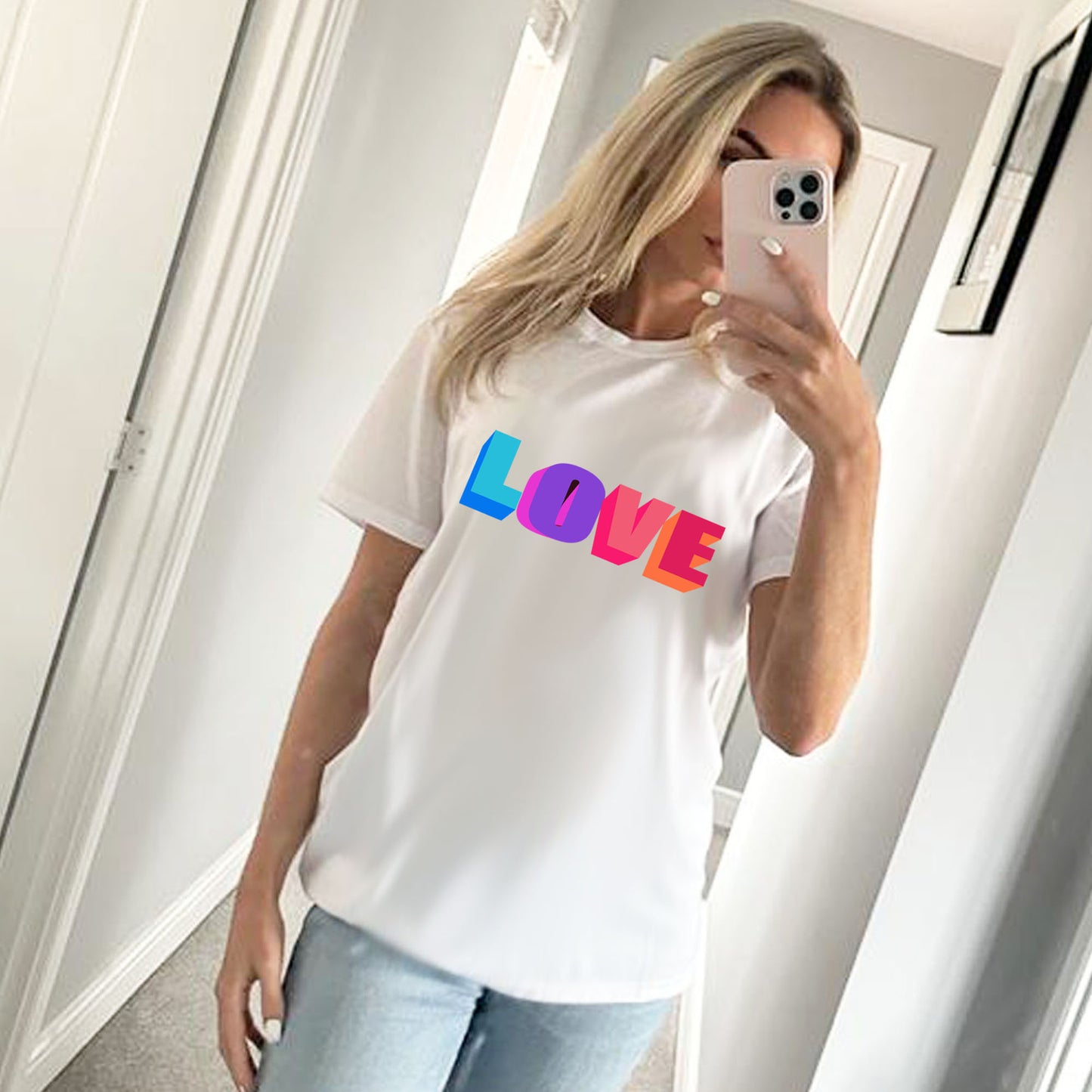 Neon Love in 3D Tshirt in White