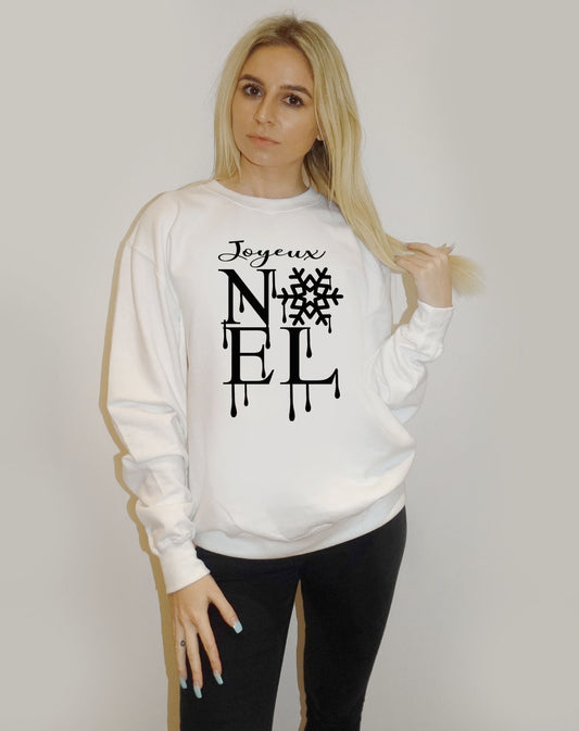 White Jumper With Joyeux Noel Icicle Print