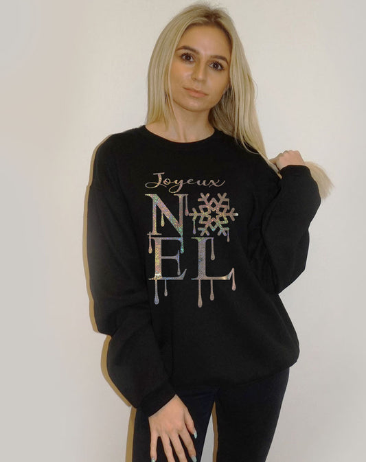 Black Jumper With Joyeux Noel Icicle Print