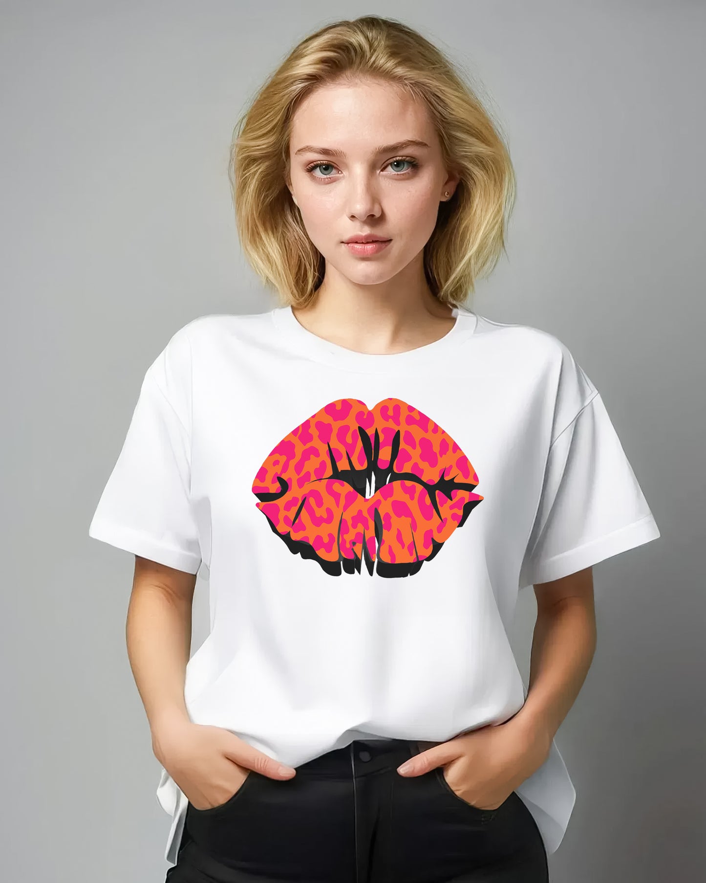 Leopard Lip 3D TShirt In White