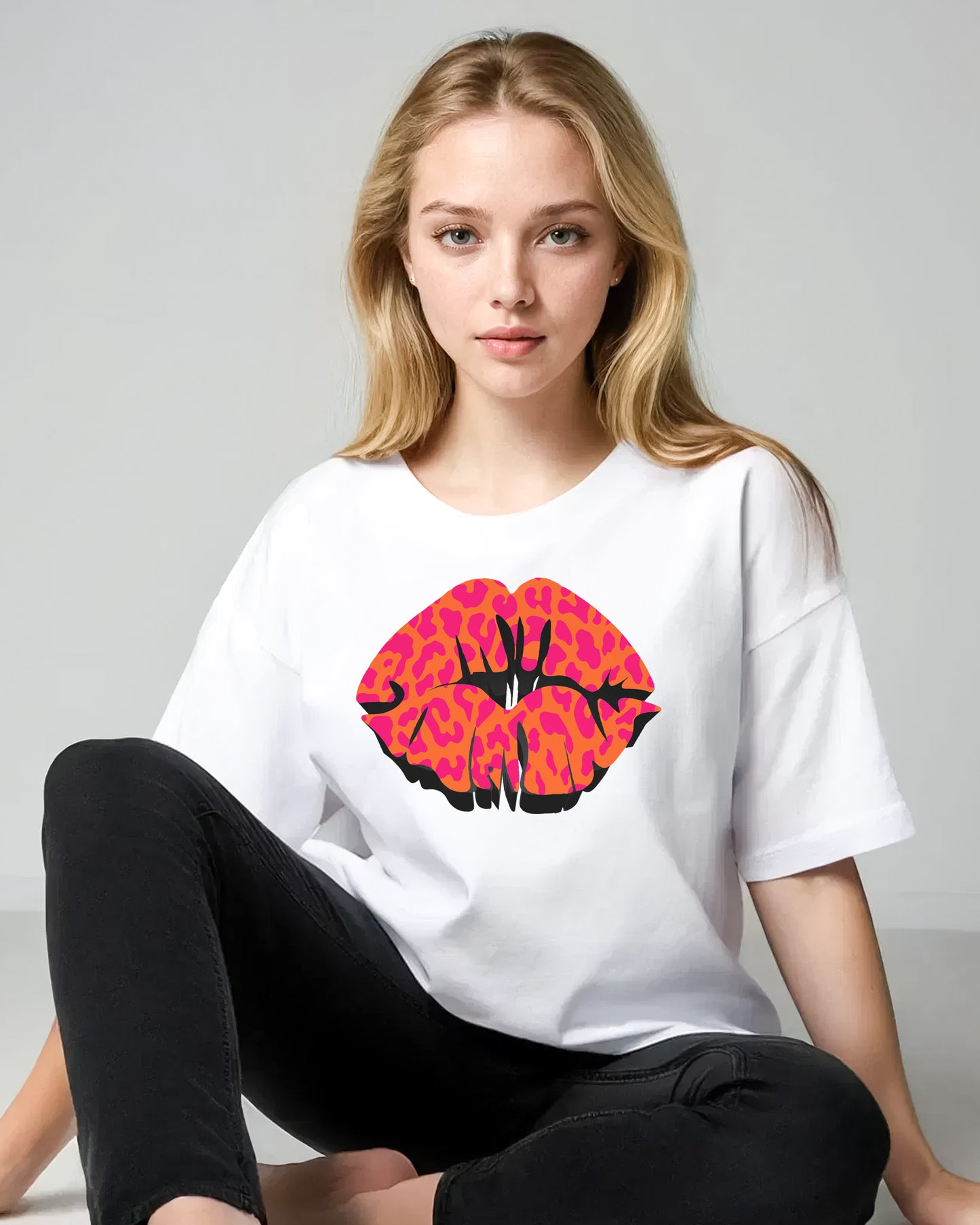 Leopard Lip 3D TShirt In White