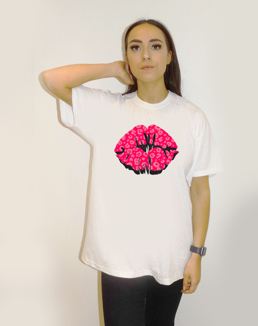 Leopard Lip 3D TShirt In White