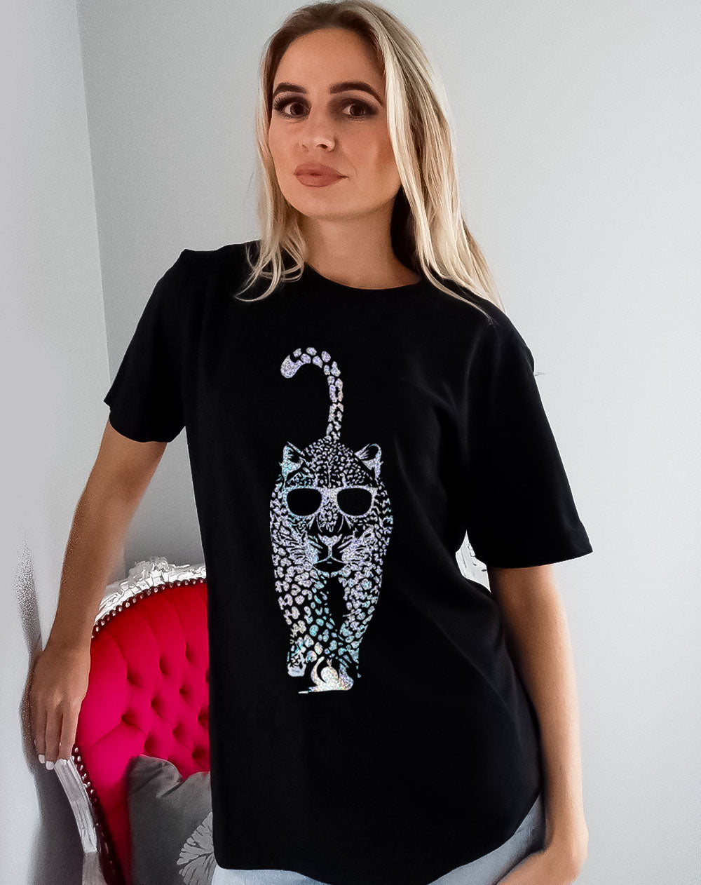 Leopard Luxe Prowl Tshirt In Black