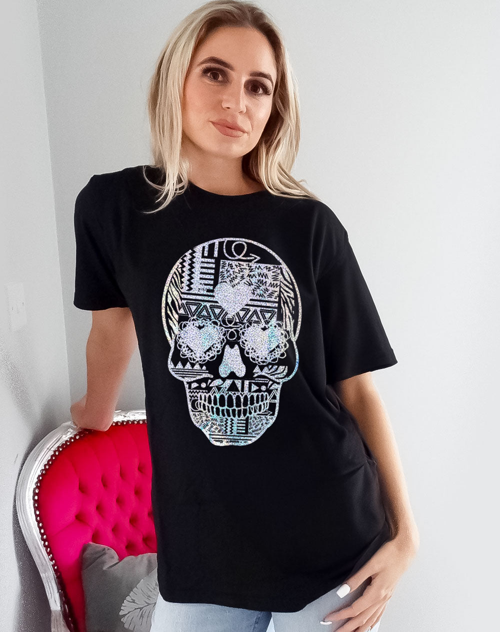 Sugar Skull Halloween Print Tshirt