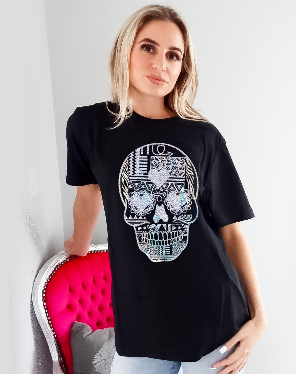 Sugar Skull Halloween Print Tshirt