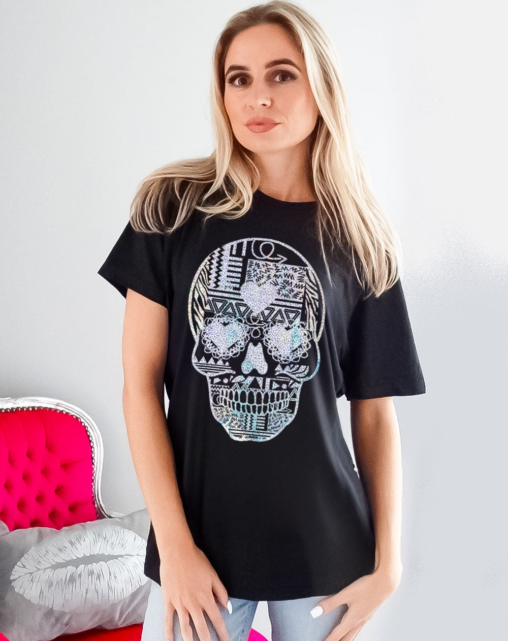 Sugar Skull Halloween Print Tshirt