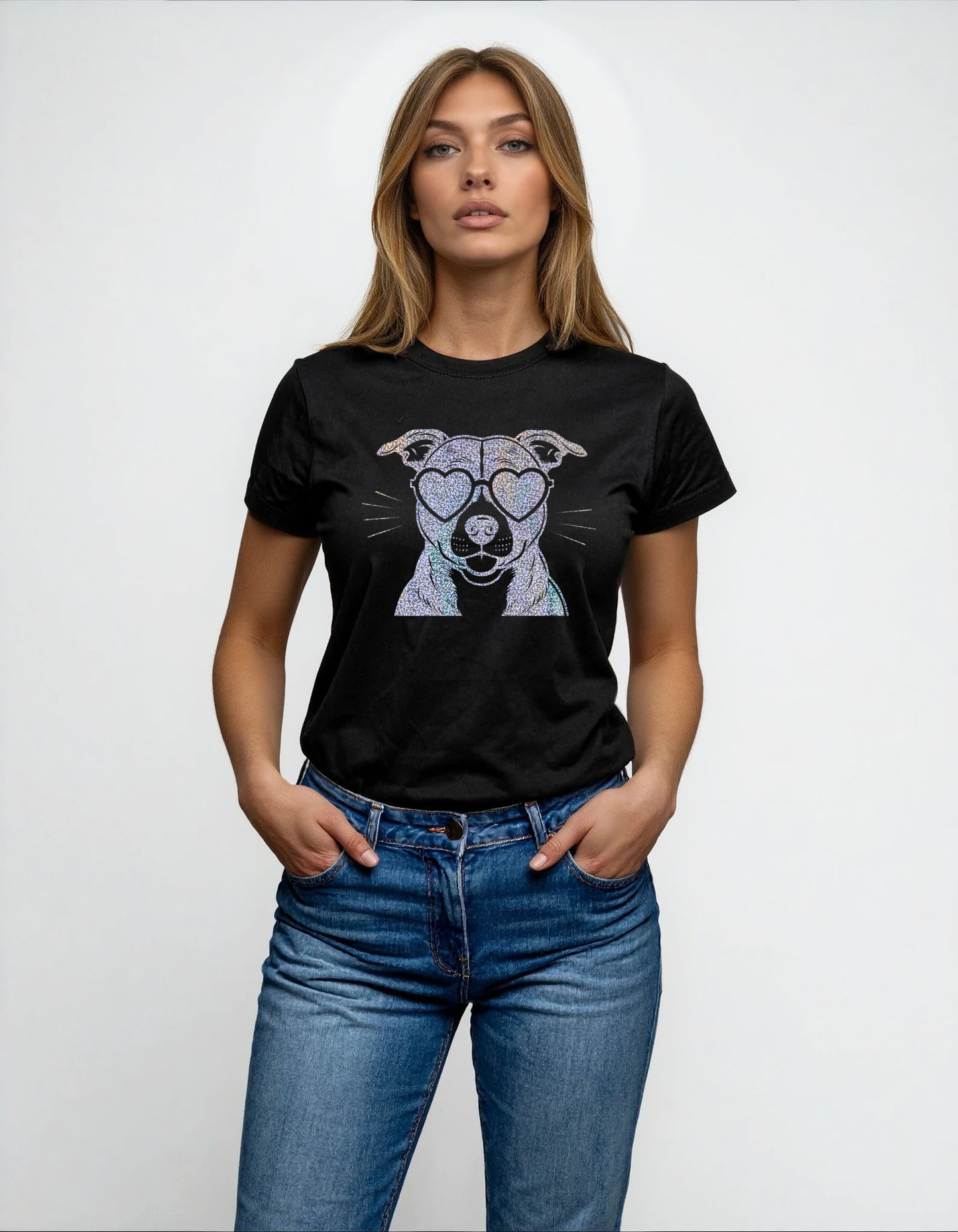 Puppy Love Staffie Tee in Black