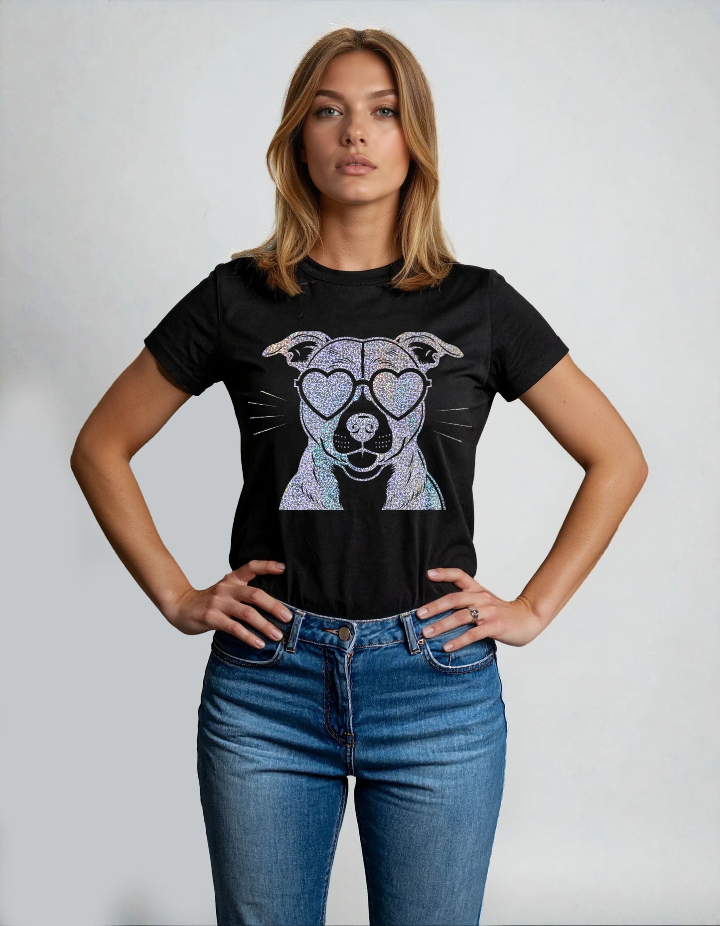 Puppy Love Staffie Tee in Black