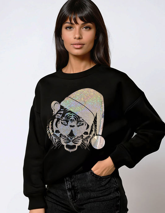 Yuletide Tiger Sweatshirt In Black