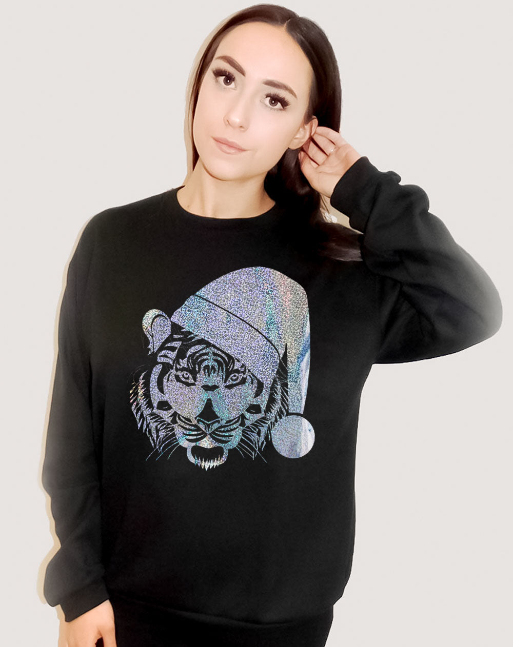 Yuletide Tiger Sweatshirt In Black