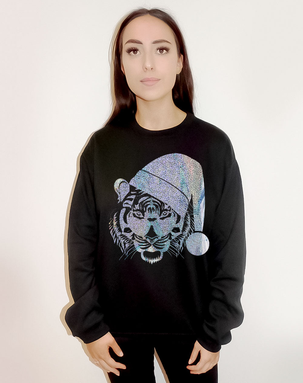 Yuletide Tiger Sweatshirt In Black