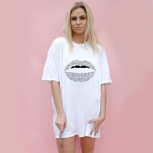 Lip Text Print Tshirt In White