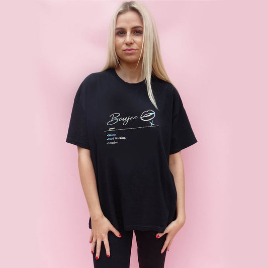 Boujee Silver Print Tshirt In Black