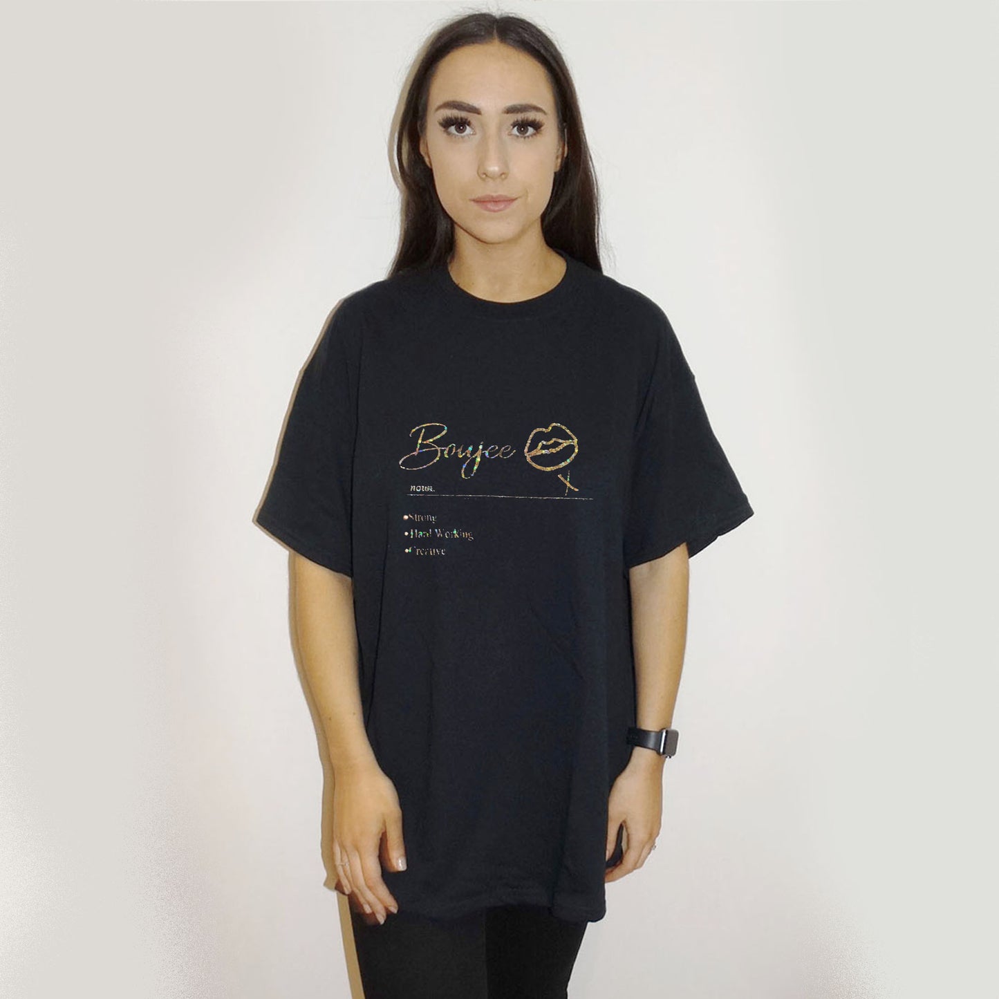 Boujee Gold Print Tshirt In Black