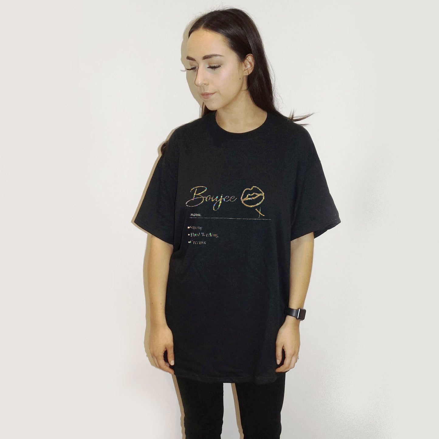 Boujee Gold Print Tshirt In Black