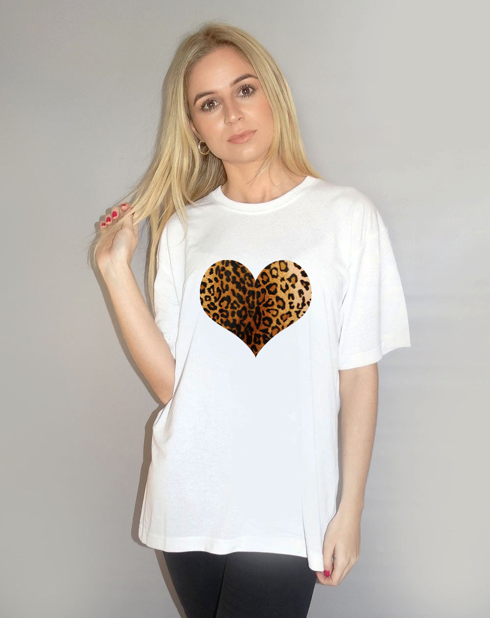 Leopard Heart Tshirt in White