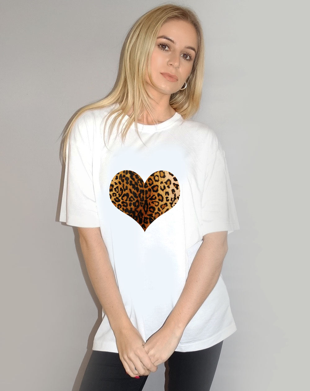 Leopard Heart Tshirt in White