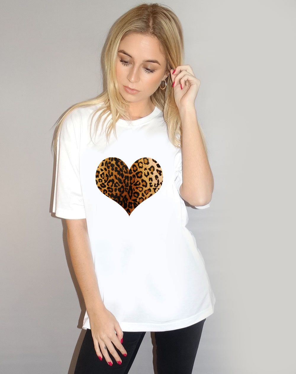 Leopard Heart Tshirt in White