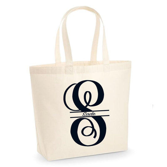 Personalised Monogram Initial Black Print Tote In Cream