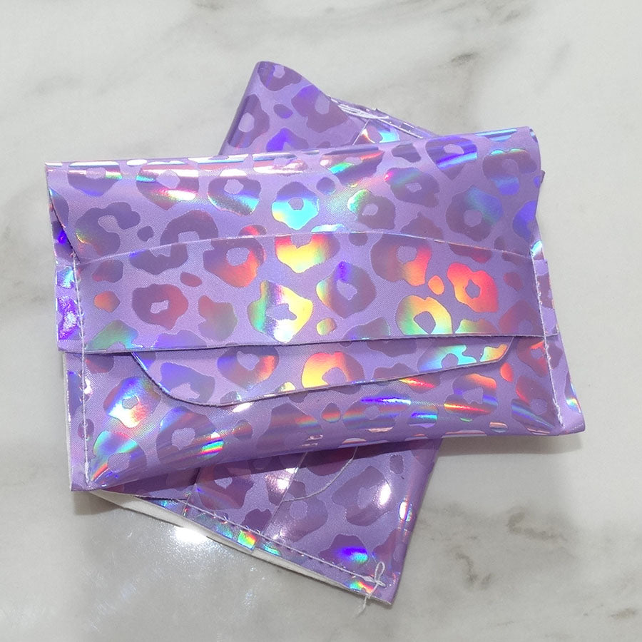 Holographic Leopard Print Strap Card Holder