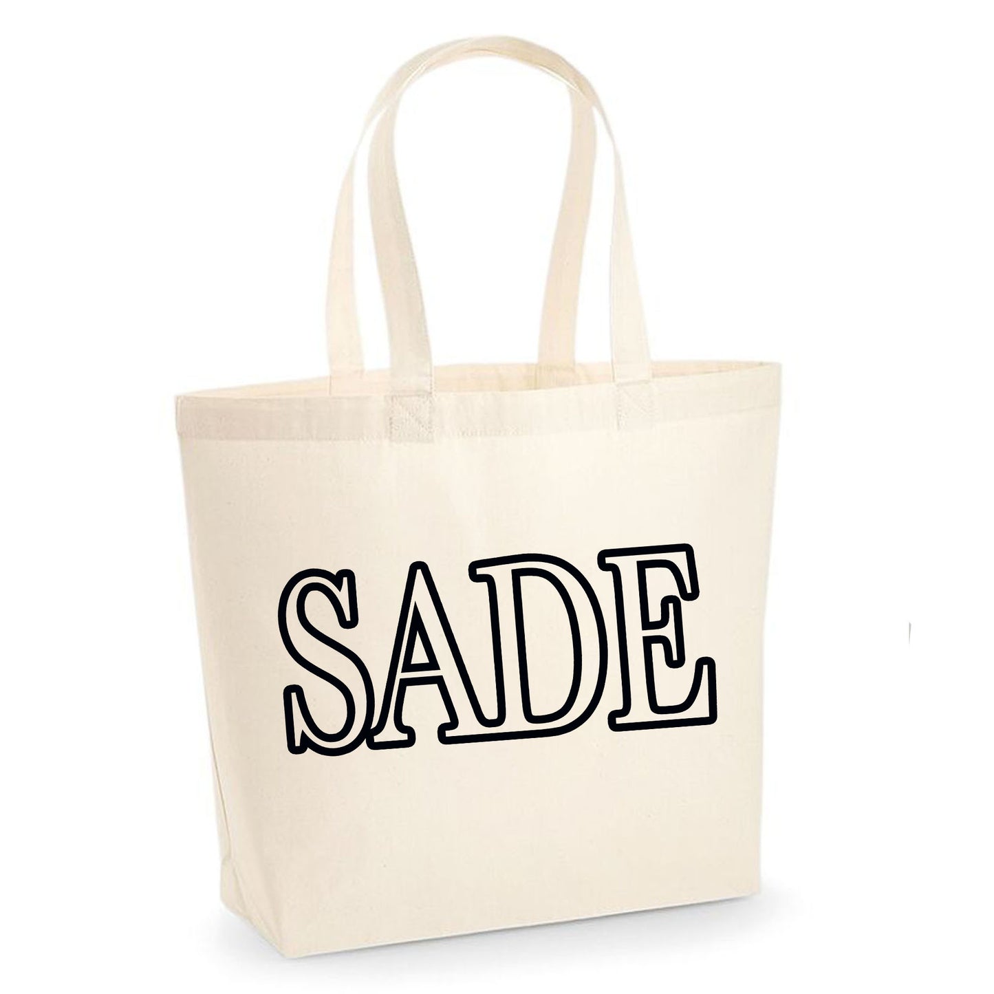 Personalised Name Black Print Tote Bag In Cream