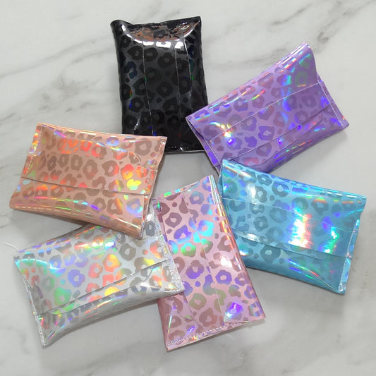 Holographic Leopard Print Strap Card Holder